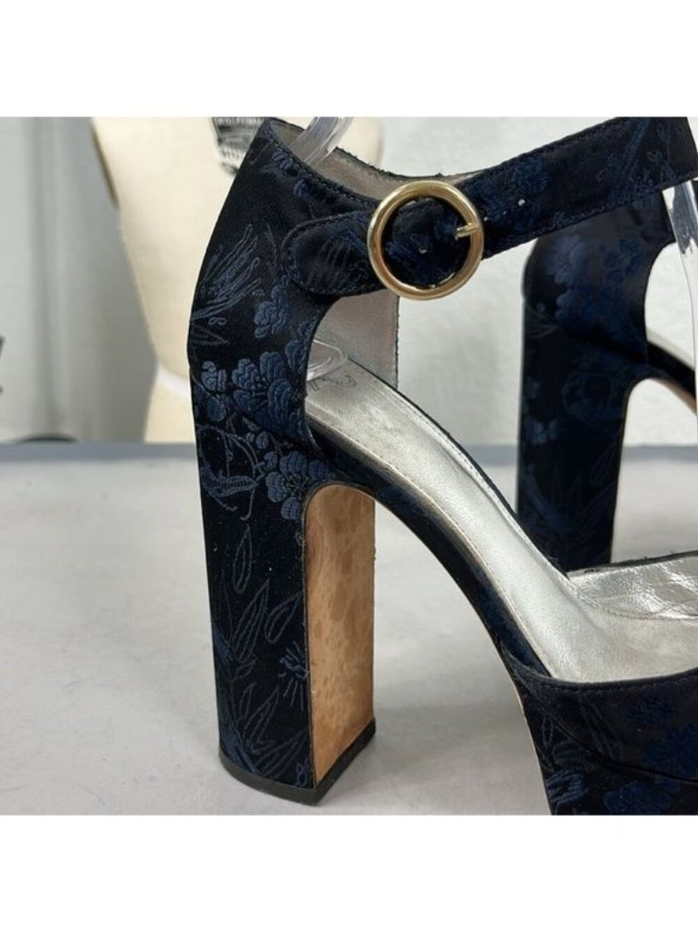 Alexa Chung Platform Mary Jane Heels Tapestry Cut Out Ankle Strap - Picture 3 of 9